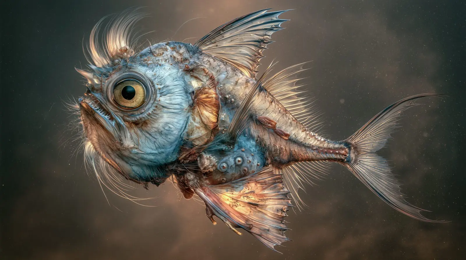 A creature that carries its own weather. The canticle of the deep, held still.