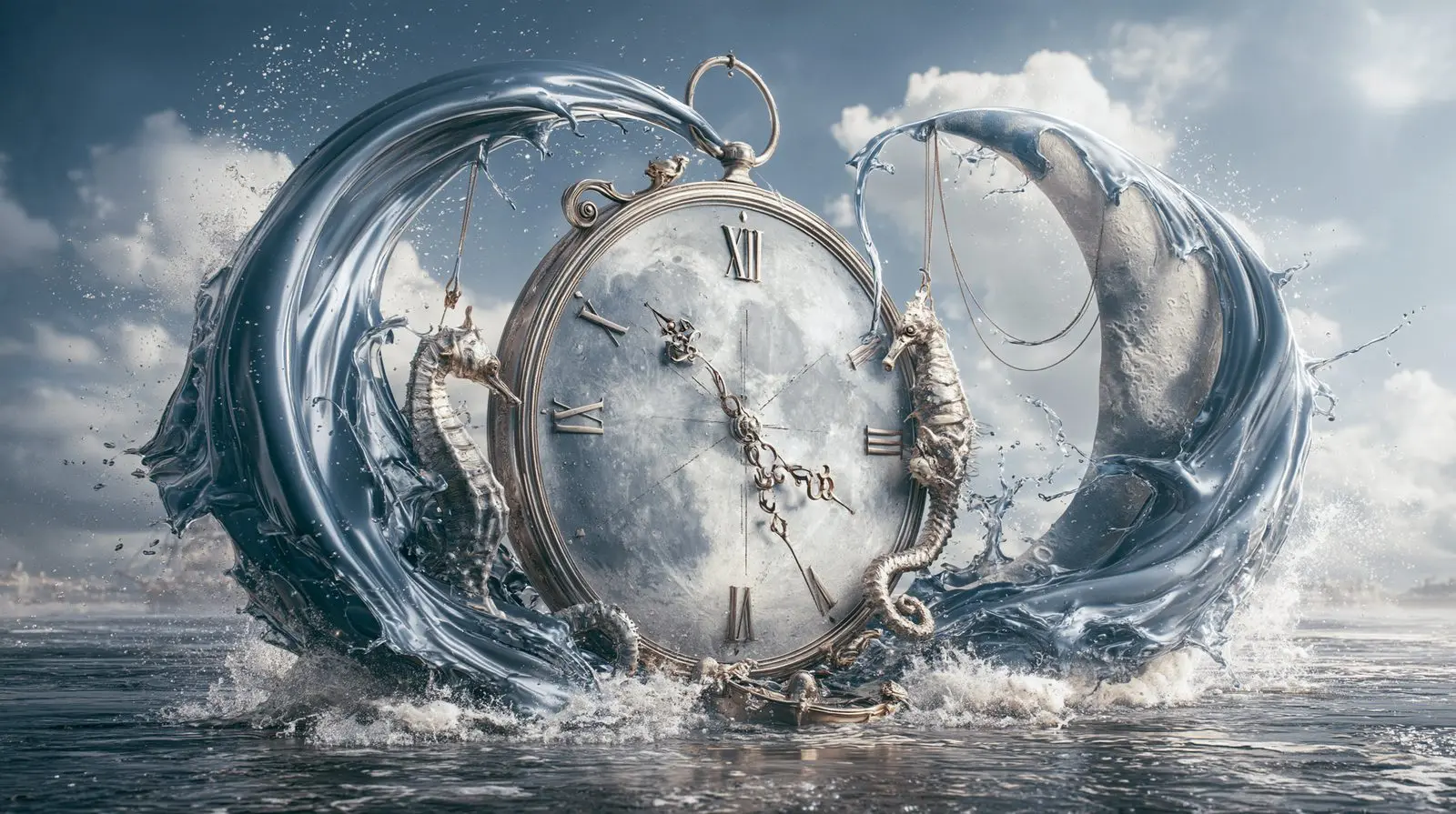 Moon, mercury, seahorse. Time poured until it learned to swim.