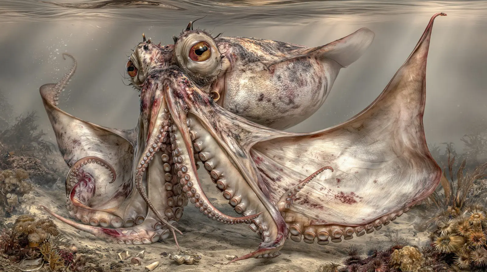 A giant of the shallows, gold-eyed, as if the sea had sent an envoy to sit for a portrait.