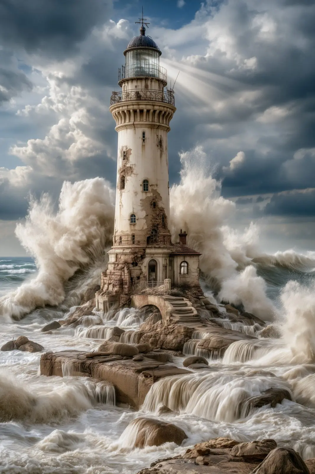 Waves climb the stone as if they had been invited. The light still answers.